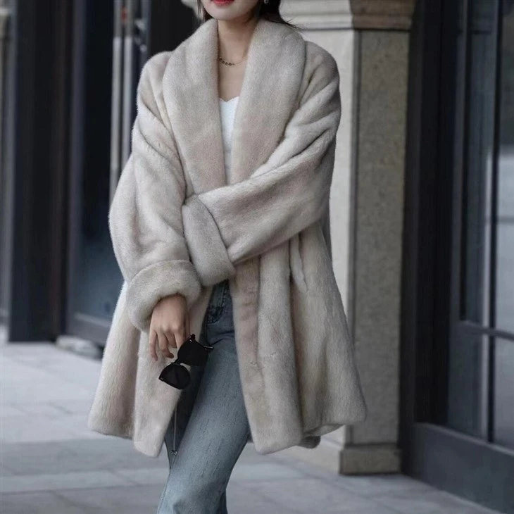 Plus Size Long Real Mink Fur Coat Women Clothing